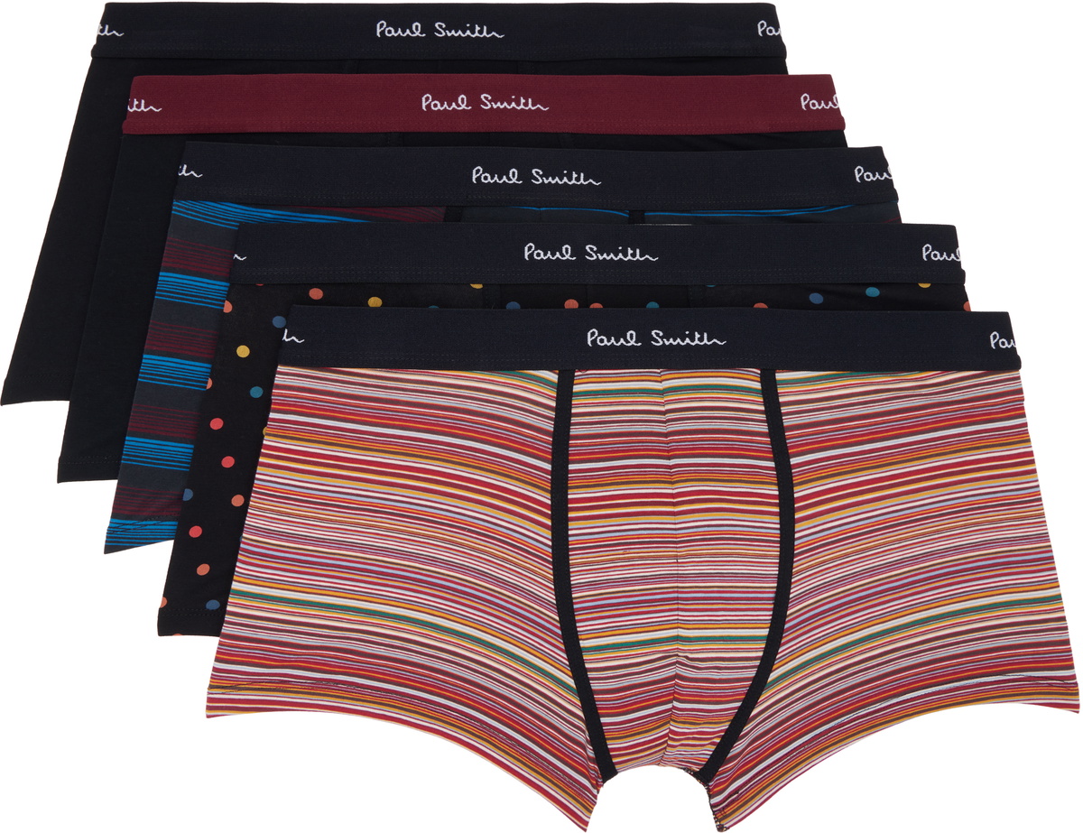 Paul Smith Five-Pack Multicolor Spot & Stripe Mix Boxer Briefs