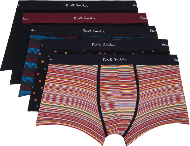Photo: Paul Smith Five-Pack Multicolor Spot & Stripe Mix Boxer Briefs