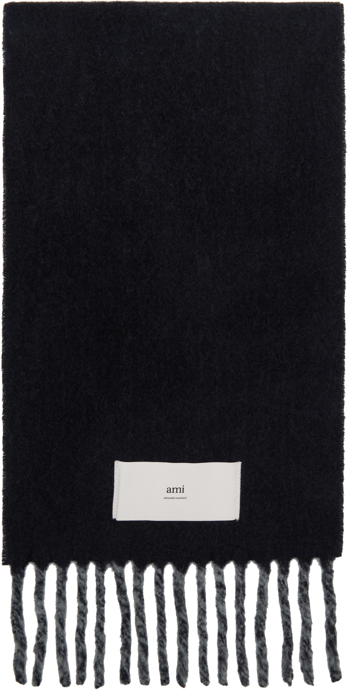 【 AMI PARIS 】 Black Fringe Scarf AMI Paris logo-patch Fringed Scarf | Black | FARFETCH CA