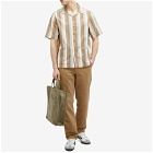 Fred Perry Men's Ombre Stripe Short Sleeve Vacation Shirt in Dark Caramel