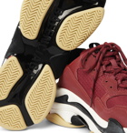 Balenciaga - Triple S Mesh, Nubuck and Leather Sneakers - Burgundy