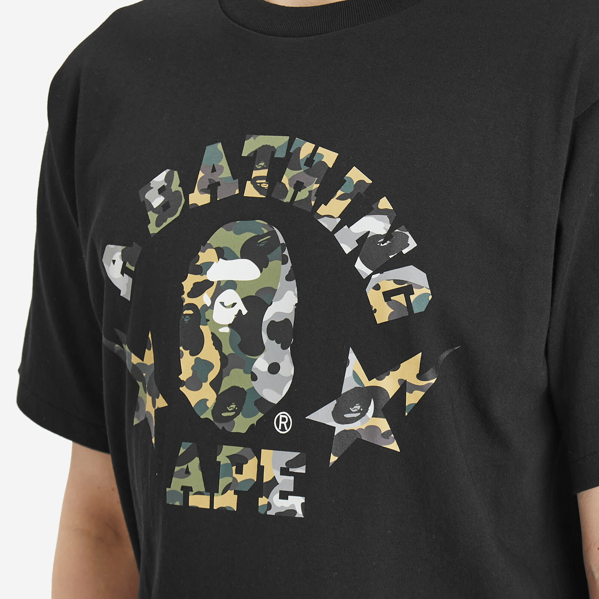 A Bathing Ape Men's 1St Camo Crazy Sta College T-Shirt in Black