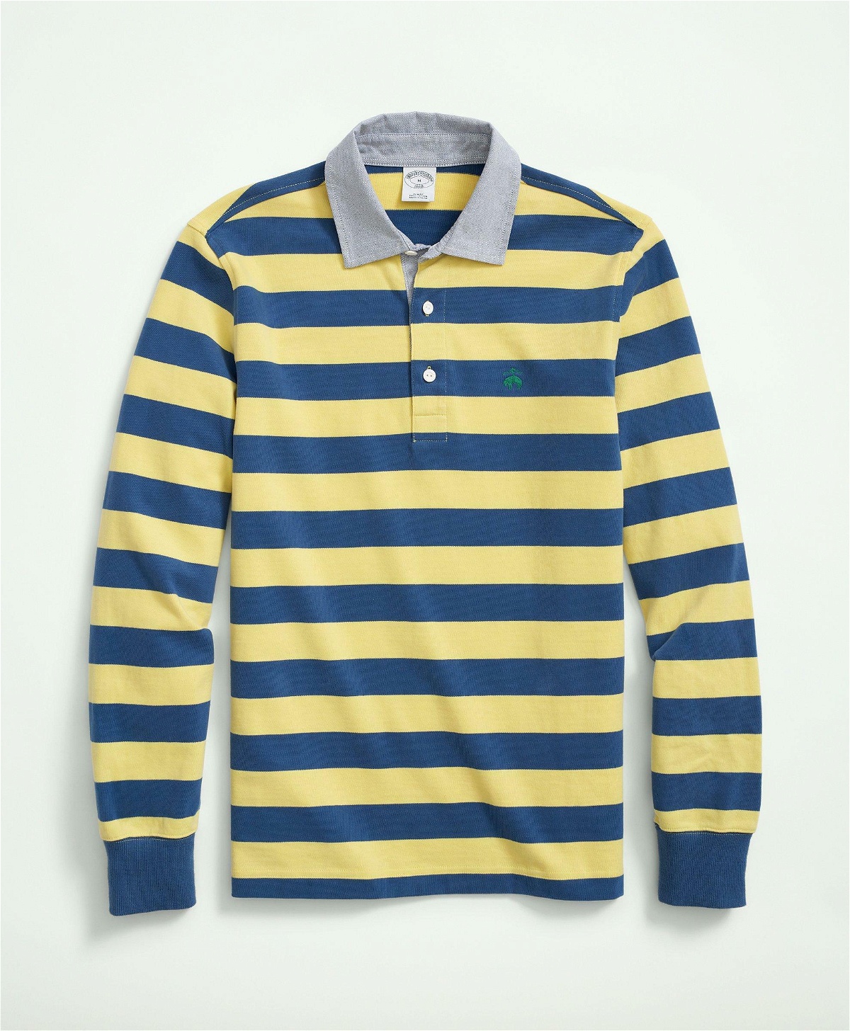 Photo: Brooks Brothers Men's Sueded Cotton Stripe Rugby | Yellow