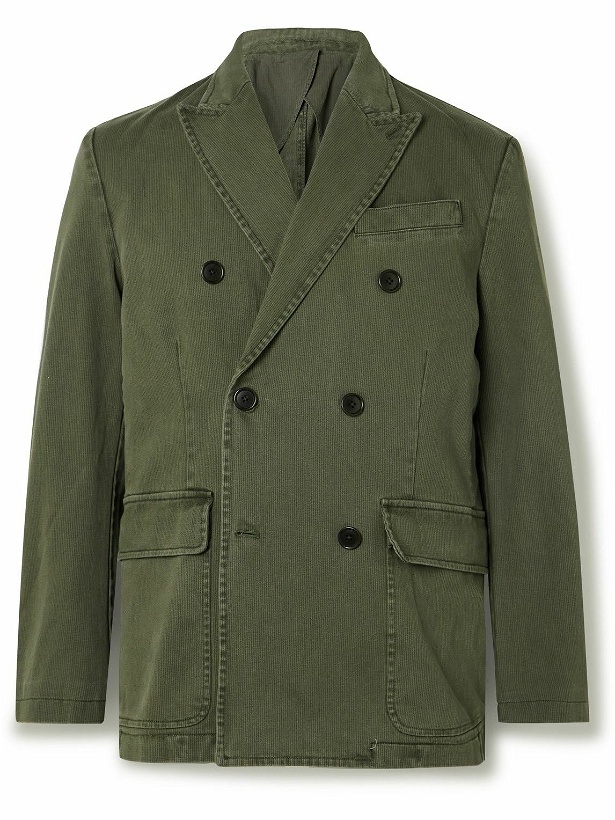 Photo: Alex Mill - Double-Breasted Garment-Dyed Bedford Cotton-Corduroy Suit Jacket - Green