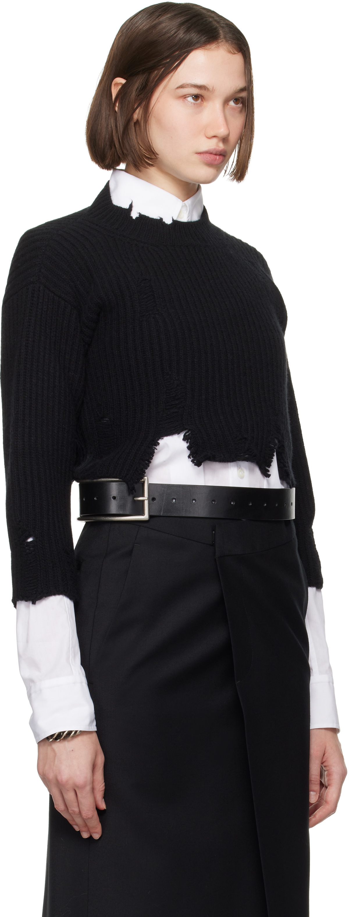 Ann Demeulemeester Black Thordis Cropped Sweater