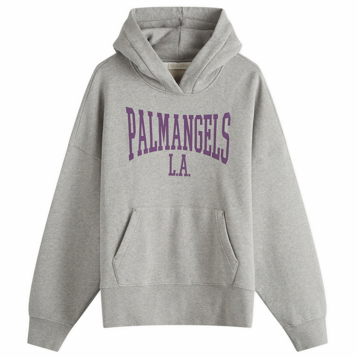 Photo: Palm Angels Women's College Classic Hoodie in Melange Grey/Violet