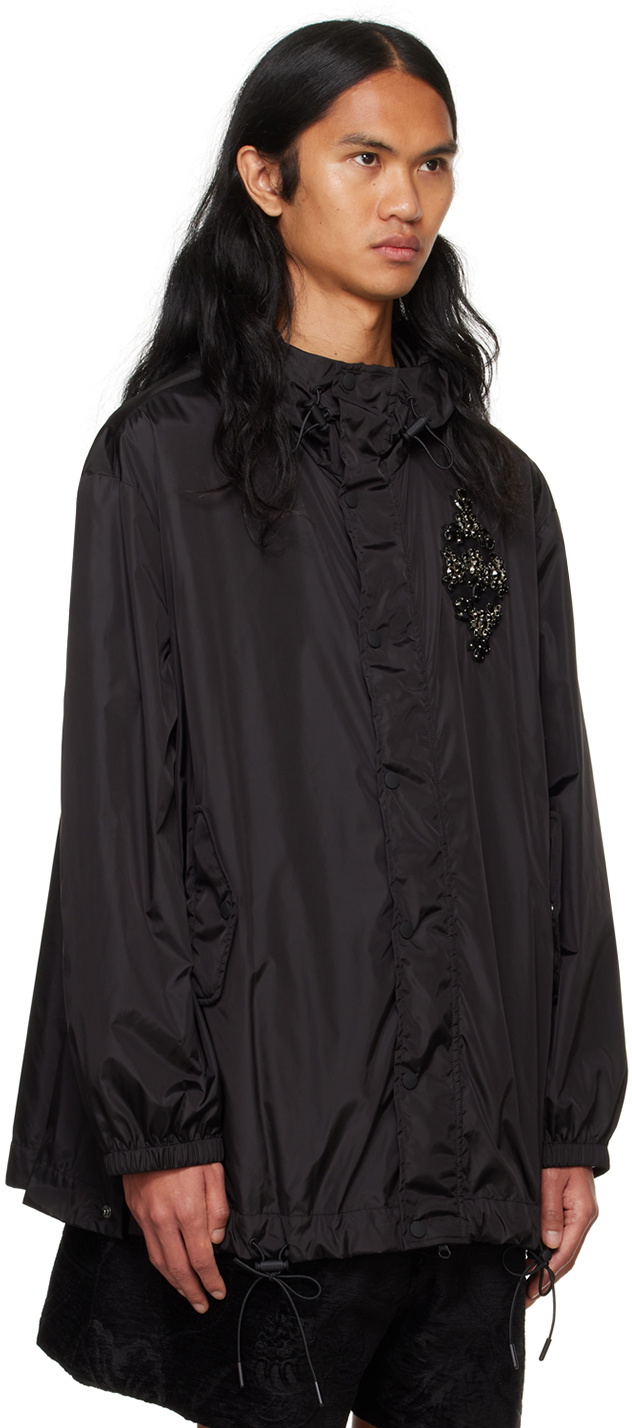 Simone Rocha Black Embellished Button Placket Parka
