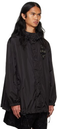 Simone Rocha Black Embellished Button Placket Parka