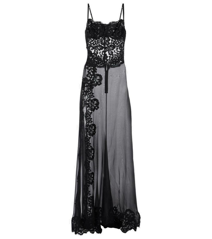 Photo: Dolce&Gabbana Silk-blend chiffon and lace corset dress
