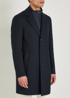 Boss Layered Cotton-blend Coat Navy