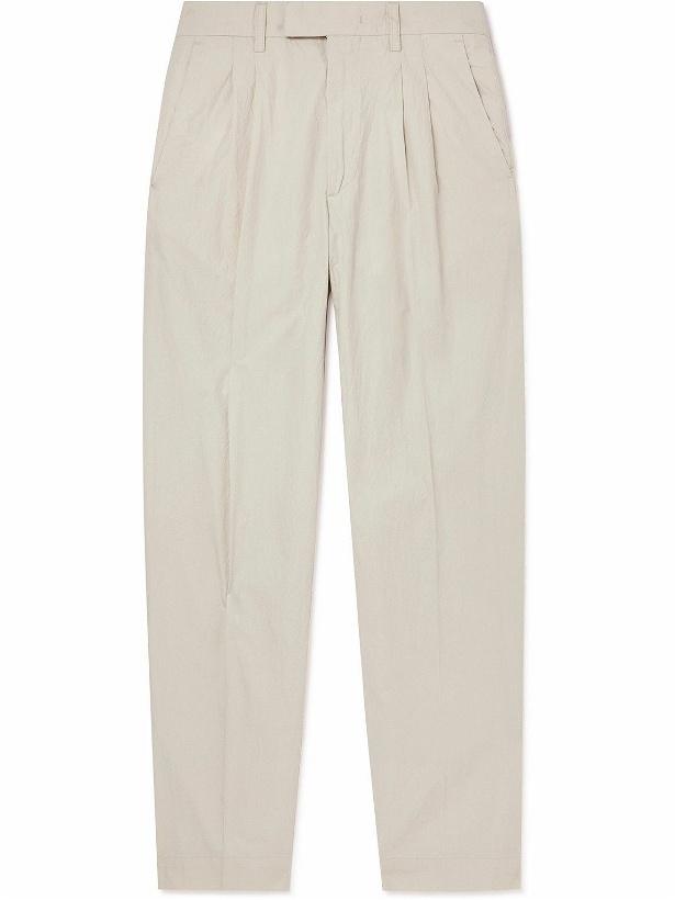 Photo: NN07 - Fritz 1062 Tapered Pleated Stretch-Cotton Seersucker Suit Trousers - Neutrals