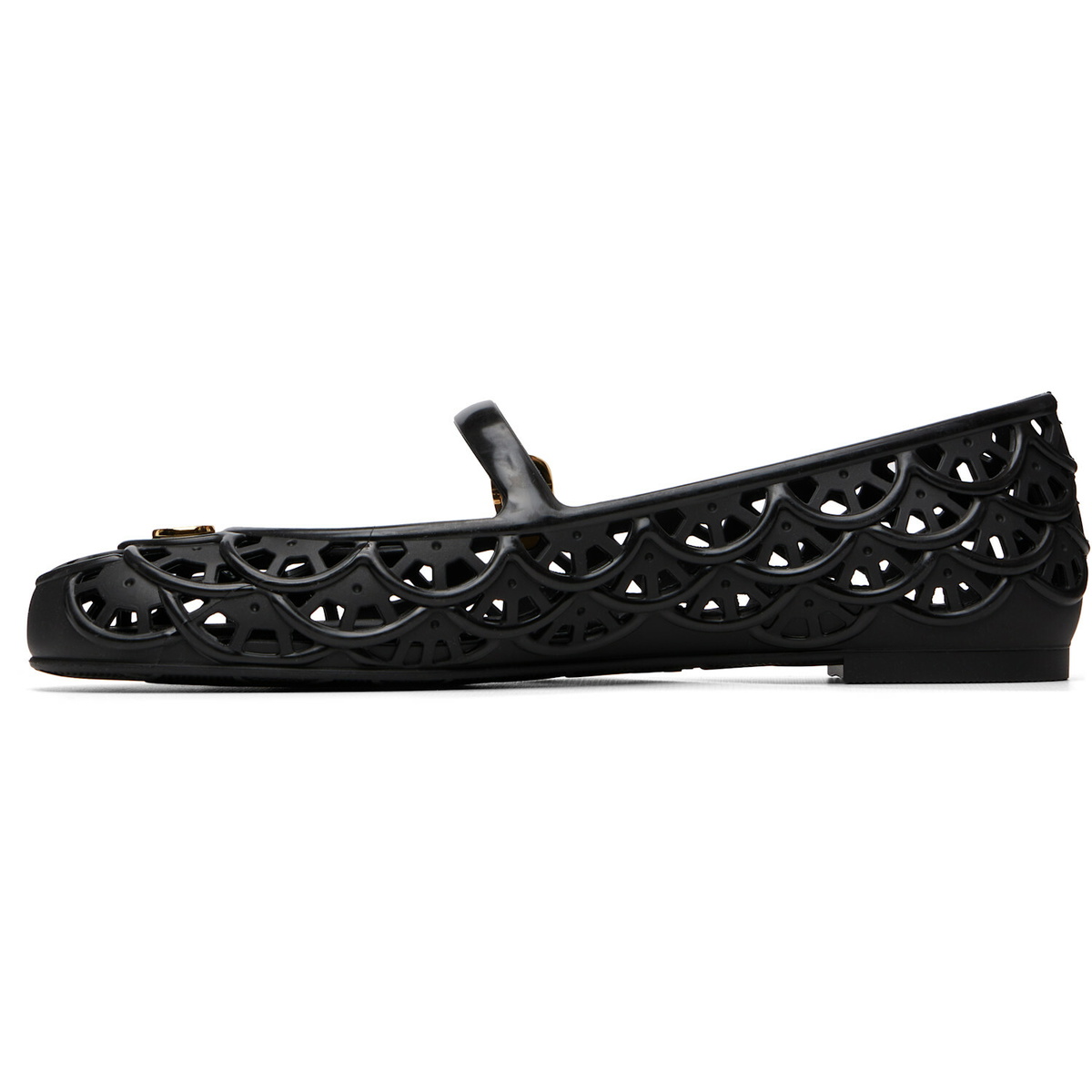 Valentino Garavani Black Ondette Rubber Ballerina Flats
