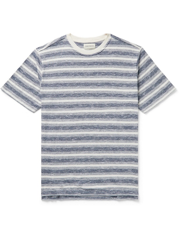 Photo: OLIVER SPENCER - Box Striped Cotton T-Shirt - Blue