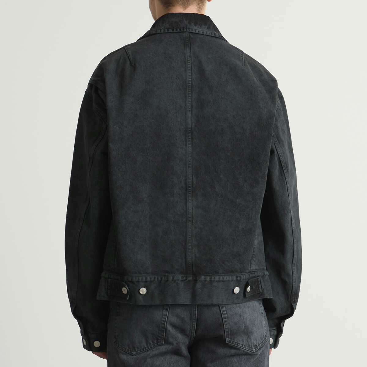 Dries Van Noten Men's Heavy Weight Denim Washed Jacket in Petrol