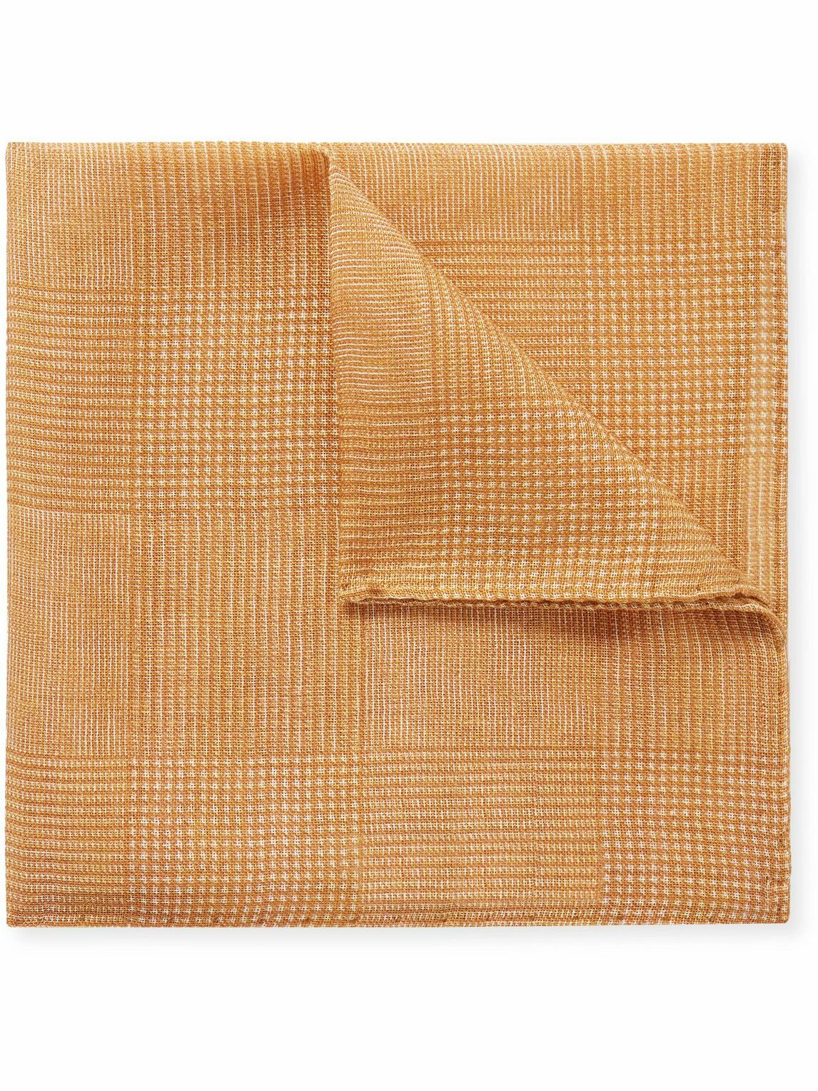 Anderson & Sheppard - Prince of Wales Checked Wool and Silk-Blend Pocket Square