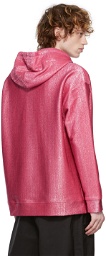 Valentino Pink Metallic Logo Hoodie