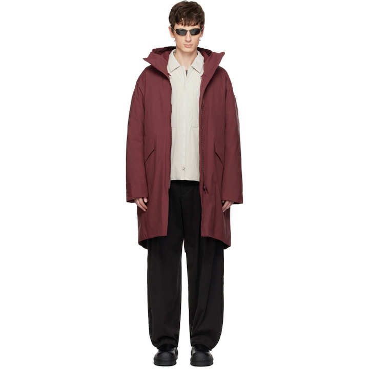 Photo: Veilance Burgundy Monitor Down Coat