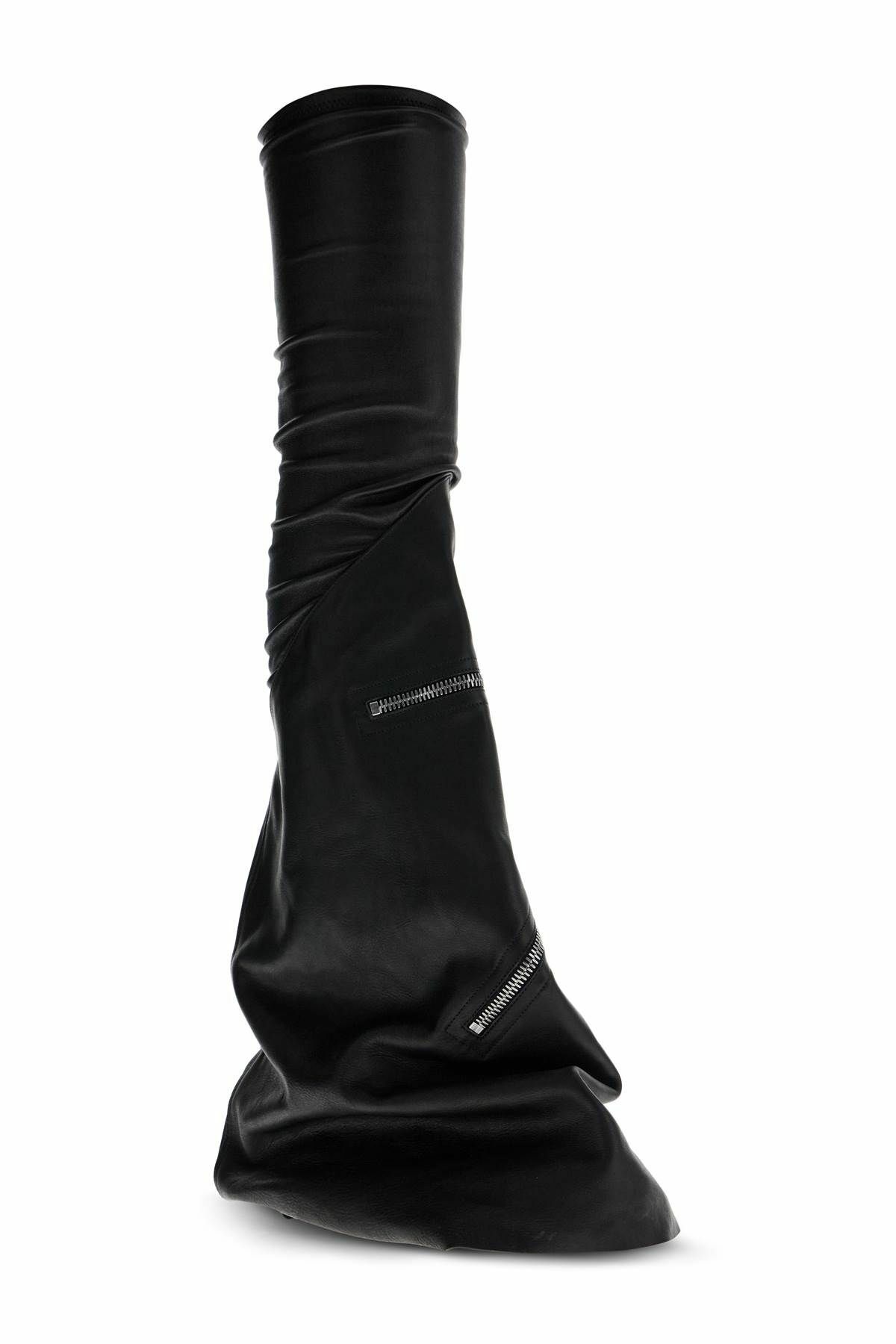 RICK OWENS cargo flares sneak leather boots Black