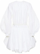 JIL SANDER - Pleated Cotton Poplin Mini Dress W/belt
