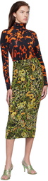 Dries Van Noten Yellow Printed Midi Skirt