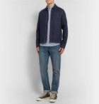 A.P.C. - Robinson Grandad-Collar Striped Cotton-Seersucker Shirt - Men - Blue