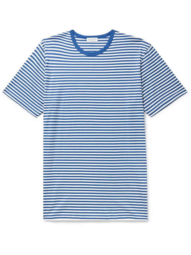 Photo: Sunspel - Striped Cotton-Jersey T-Shirt - Blue