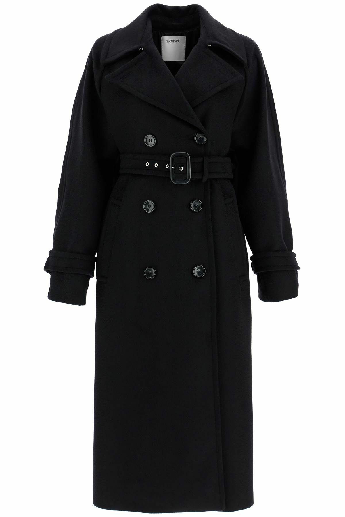 SPORTMAX 'leandro' long coat in pure Black Sportmax