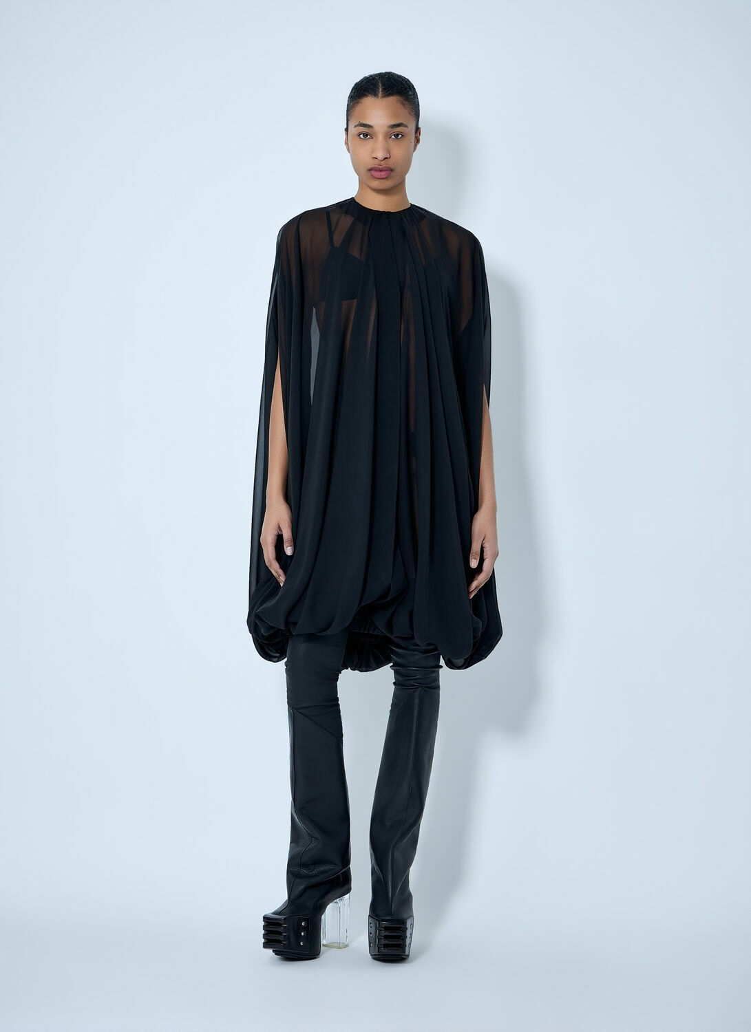 Rick Owens Draped Sheer Overlay Dress