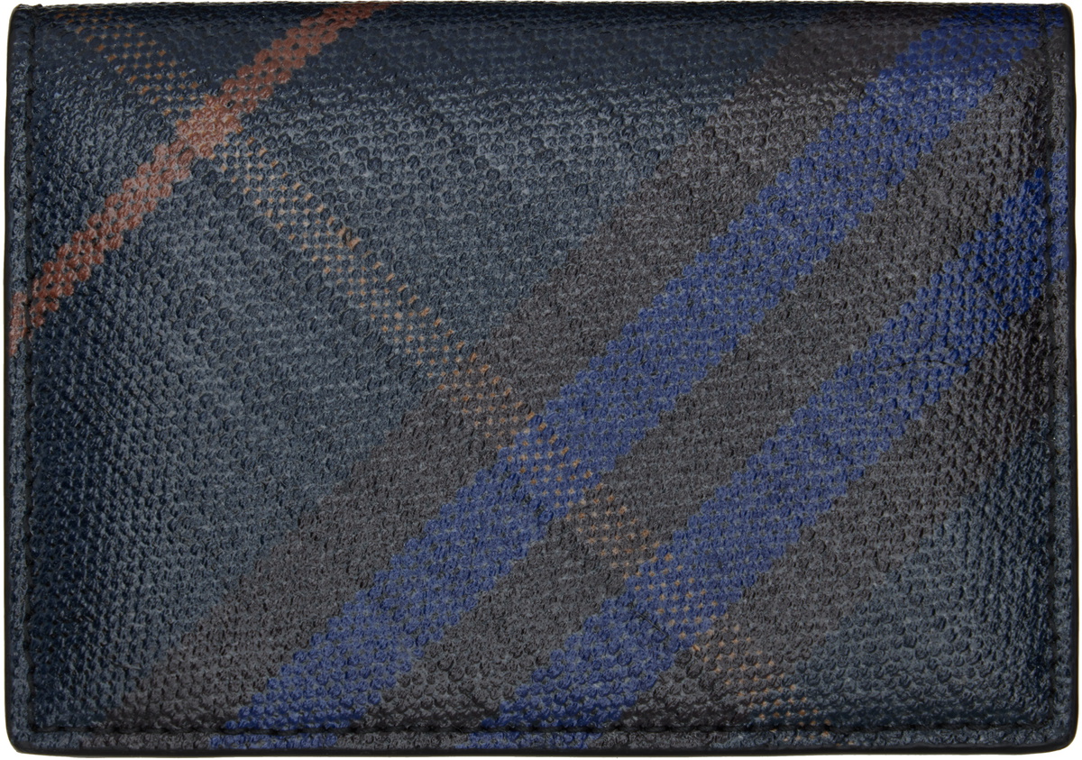 Burberry Navy Check Folding Card Holder