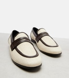 Brunello Cucinelli Woven leather-trimmed penny loafers