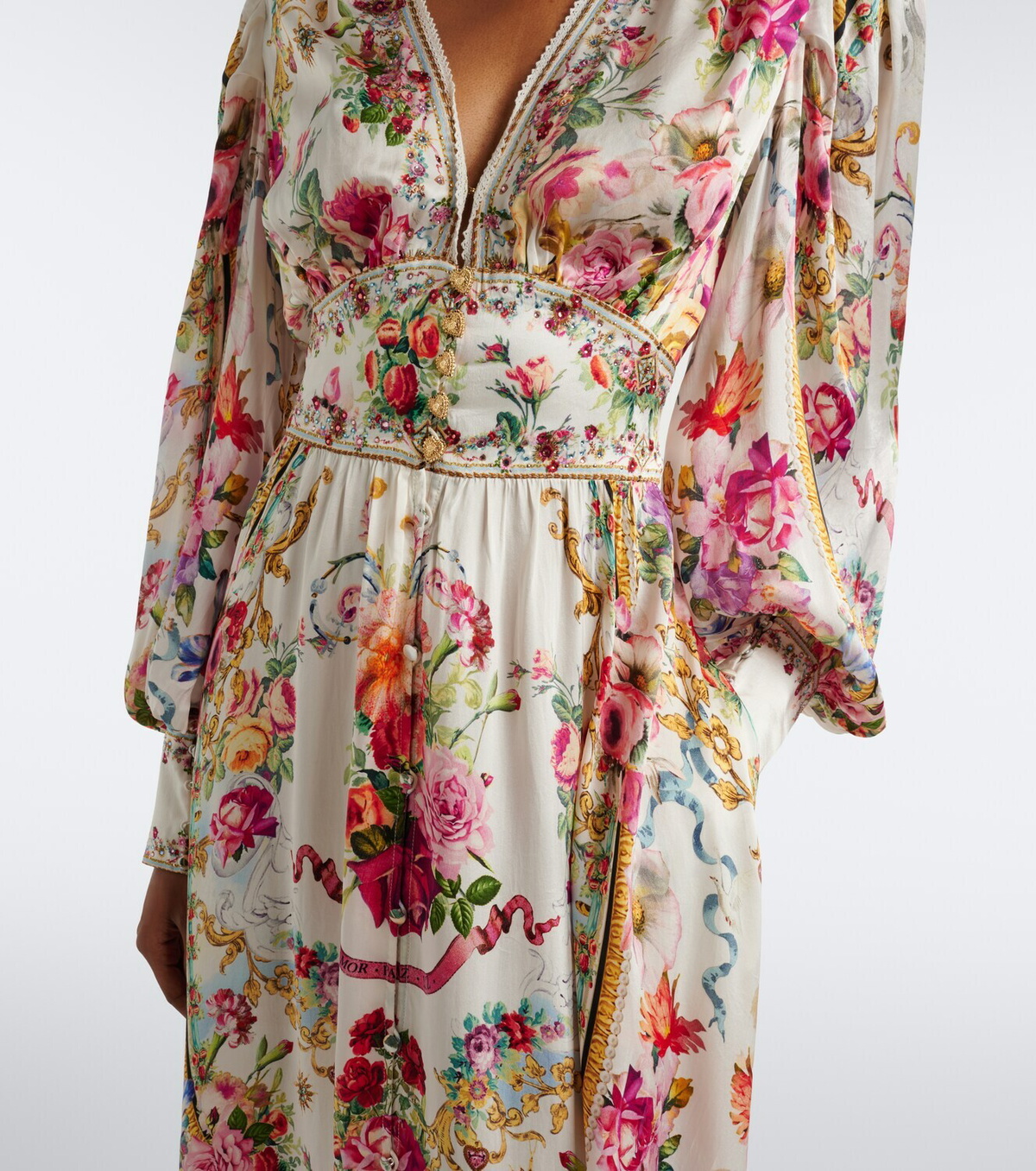 Camilla Floral silk satin maxi dress