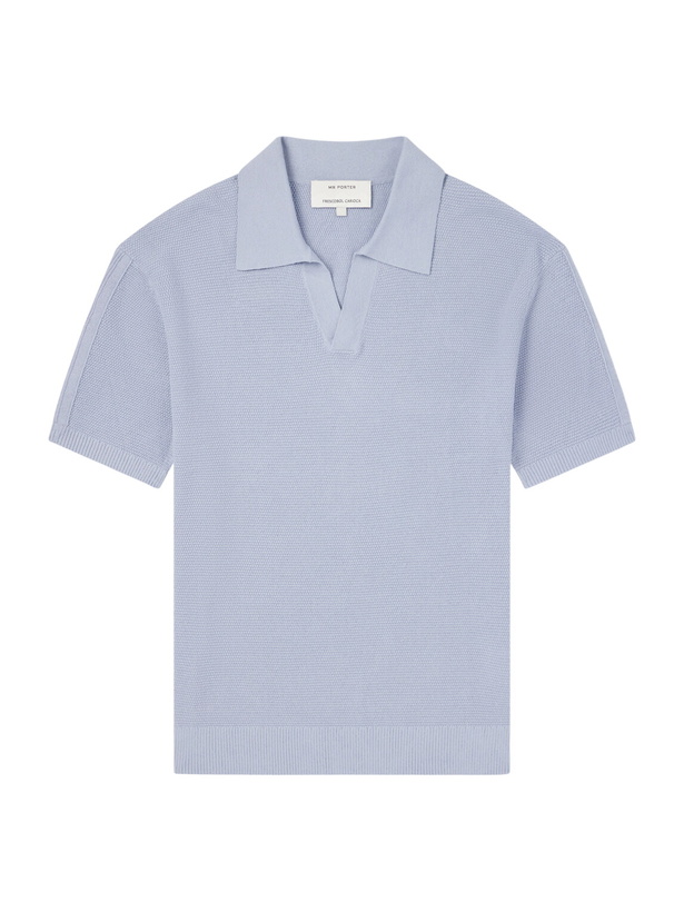 Photo: Frescobol Carioca - Rino Knitted Cotton Polo Shirt - Blue