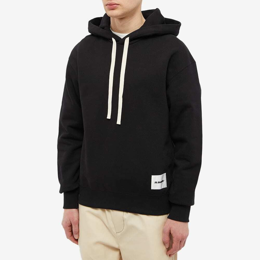 Jil Sander Men's Plus Logo Patch Popover Hoody in Black Jil
