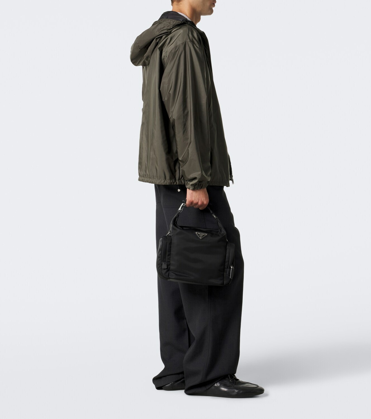Prada Re-Nylon leather-trimmed shoulder bag