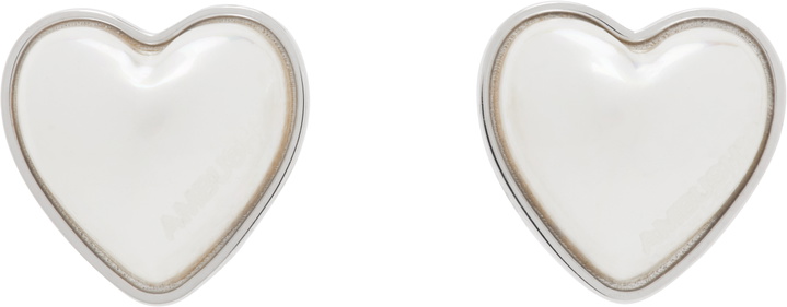 Photo: AMBUSH White Pearl Heart Stud Pierce Earrings