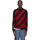 Off-White Red Mohair Diag Sweater