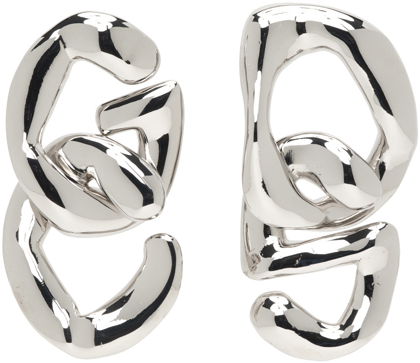 GCDS Silver Logo Chain Earrings GCDS gcds-silver-logo-chain-earrings-gcds