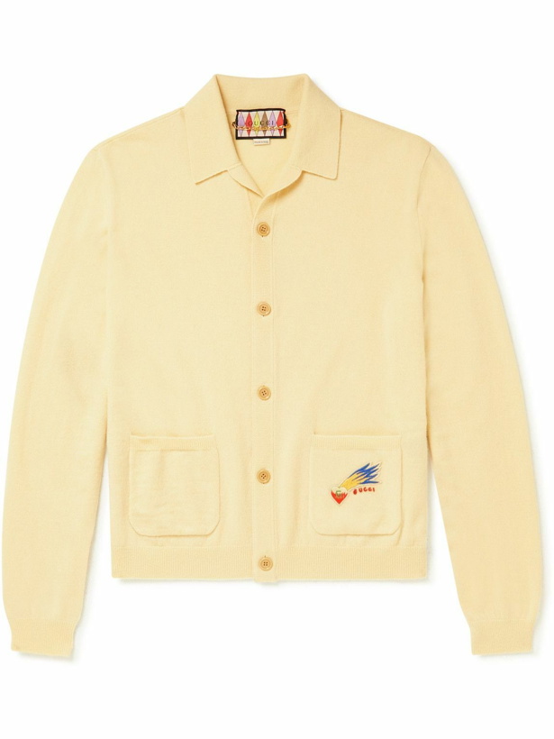 Photo: GUCCI - Logo-Appliquéd Wool Cardigan - Yellow