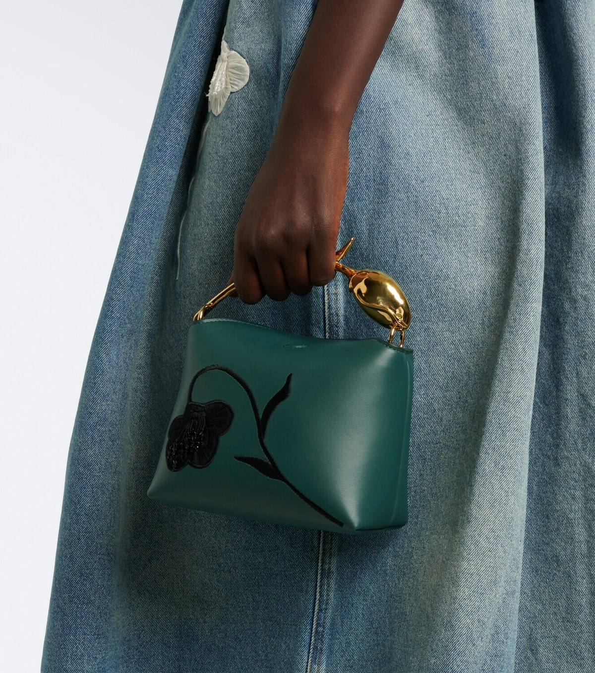 Erdem Bloom Mini embroidered leather top-handle bag