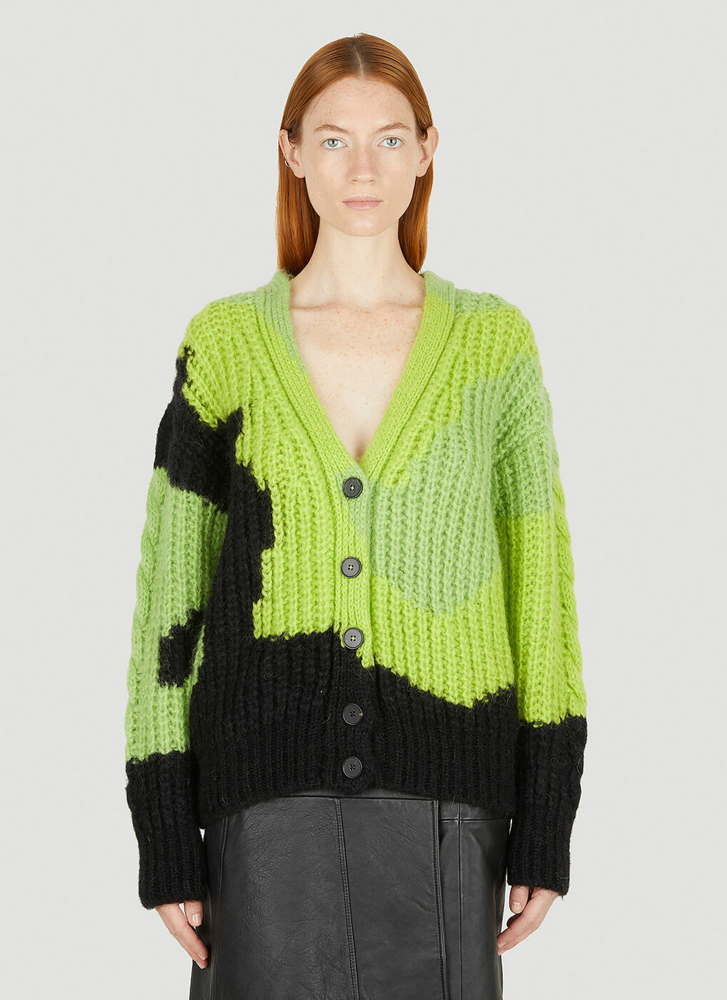 Cable Knit Cardigan in Green Alexander McQueen