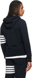 Thom Browne Navy Classic Loopback 4-Bar Zip-Up Hoodie