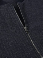 Kingsman - Herringbone Wool and Cotton-Blend Jersey Bomber Jacket - Blue