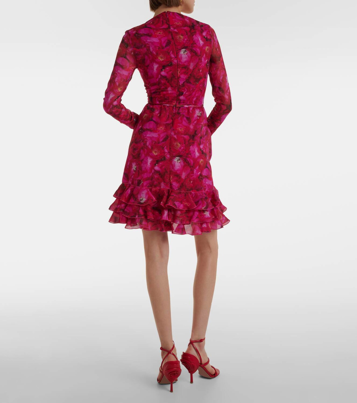 Giambattista Valli Rose Mania silk georgette minidress