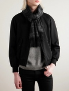 CELINE - Triomphe Fringed Monogrammed Jacquard-Knit Cashmere Scarf