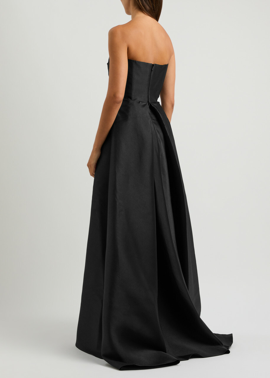 Solace London Trina Strapless Faille Gown Black