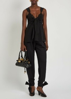 Chloe Tie-cuffs Tapered-leg Wool Trousers Black