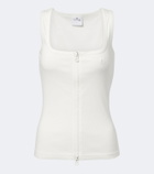 Courrèges Ribbed-knit cotton zip-up tank top