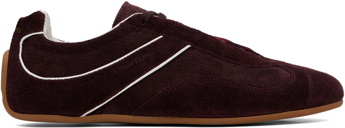 TOM FORD Burgundy Suede Aston Sneakers