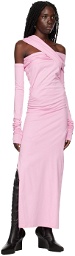 MSGM Pink Twist Midi Dress