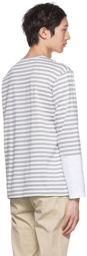 COMME des GARÇONS PLAY Gray & White Heart Long Sleeve T-Shirt